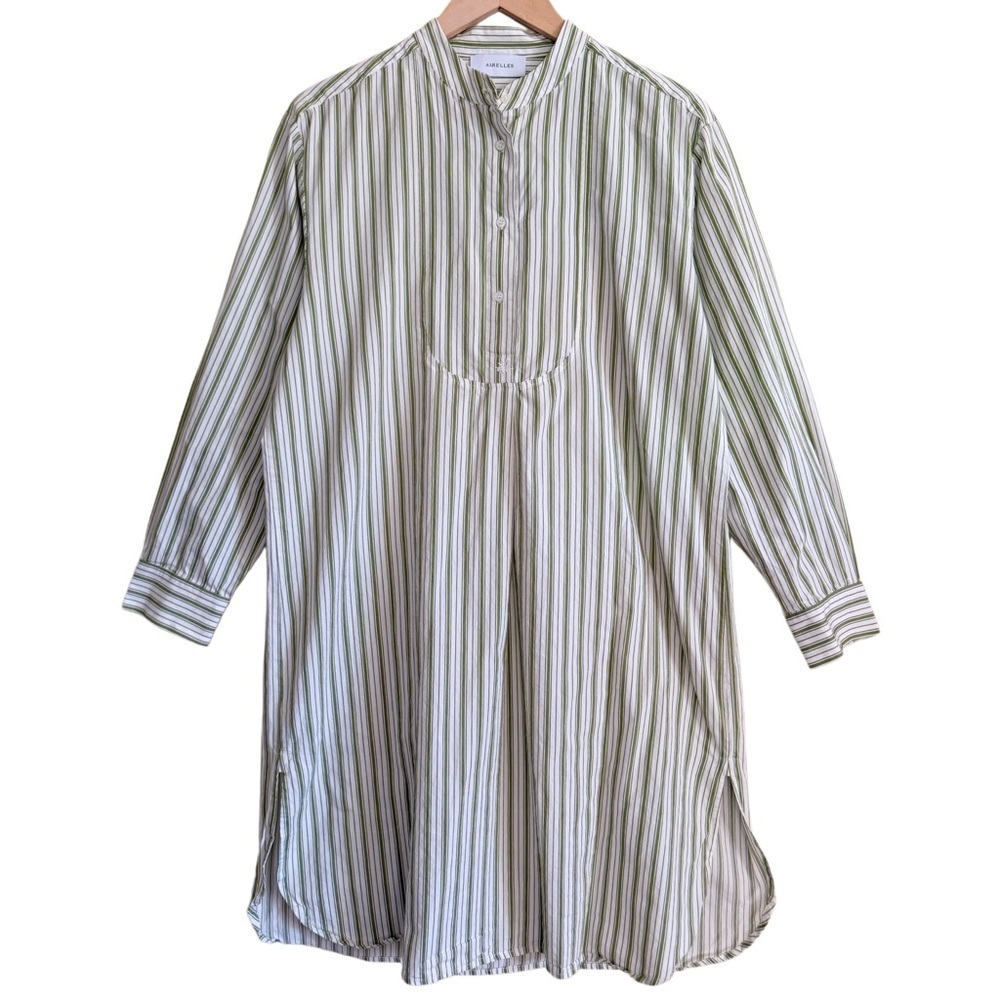 AIRELLES 100% Cotton Minimalist Casual Striped Summer Shirt Dress Sz M Vacation